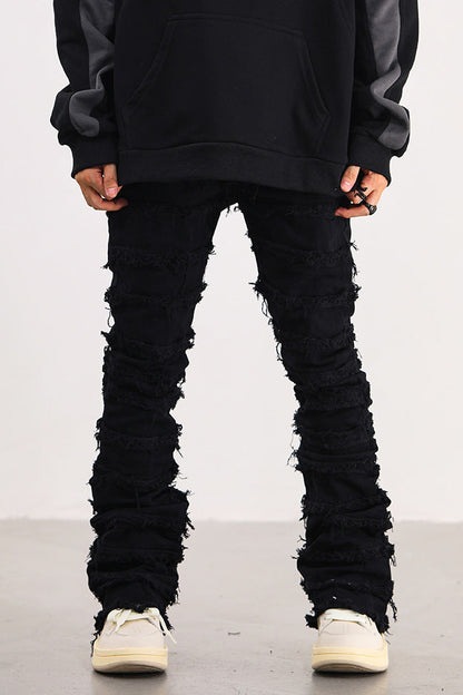Stacked Flare Denim Black