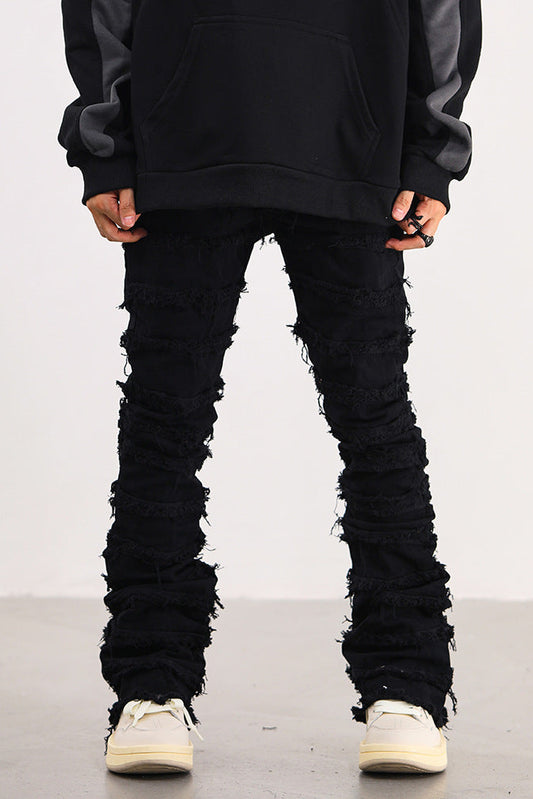 Stacked Flare Denim Black
