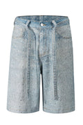 Rhinestone  Denim Shorts Blue