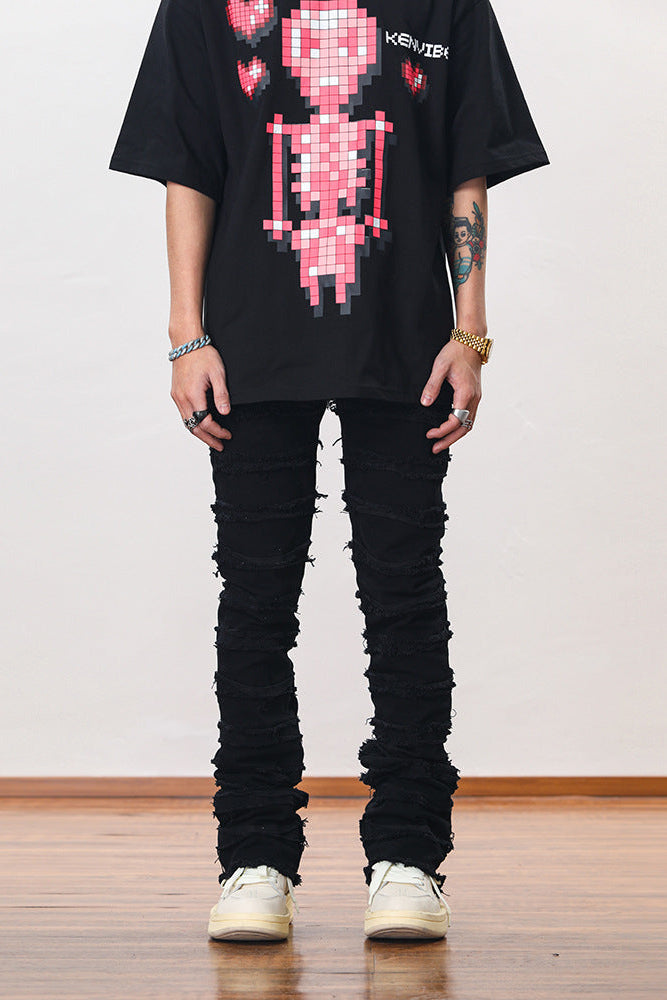 Stacked Flare Denim Black