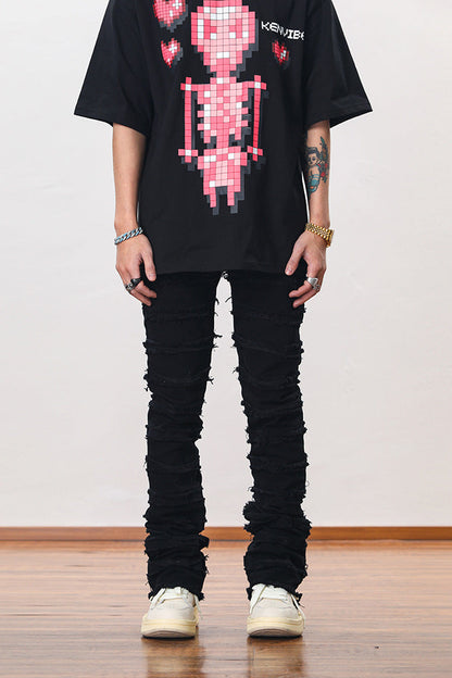 Stacked Flare Denim Black