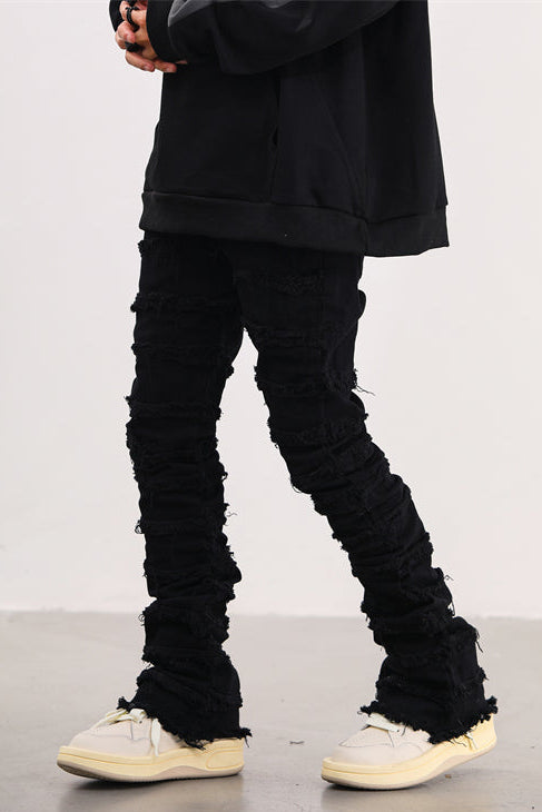 Stacked Flare Denim Black