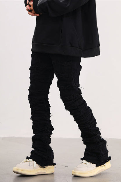 Stacked Flare Denim Black