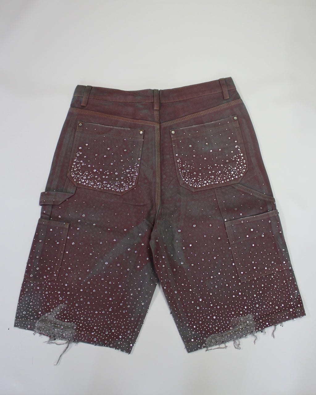 Crystal-Studded Denim Jorts Purple