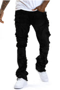 Curved Slash Flare Denim Black