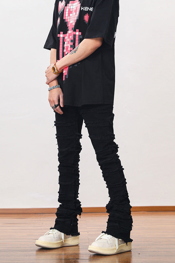 Stacked Flare Denim Black