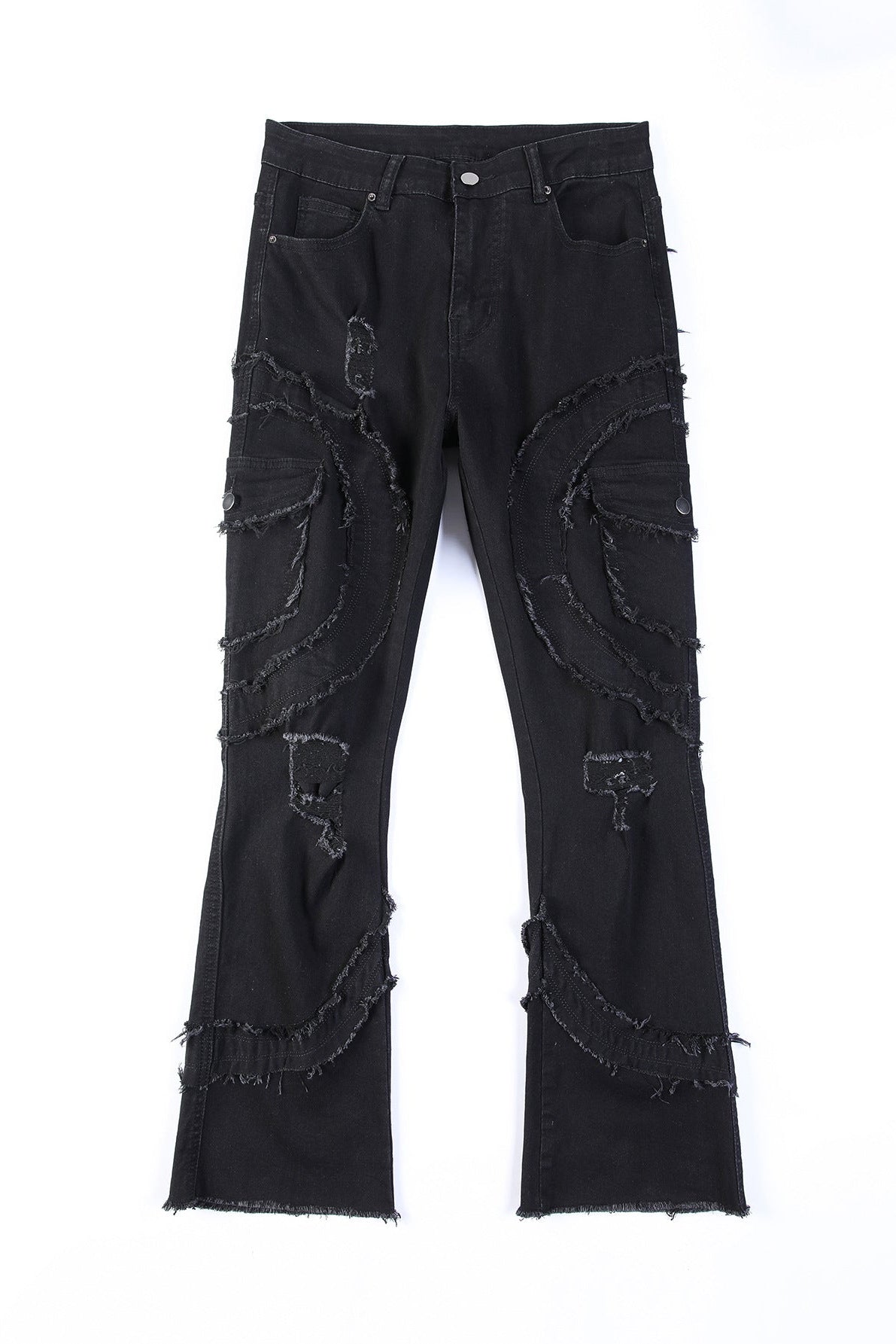 Curved Slash Flare Denim Black
