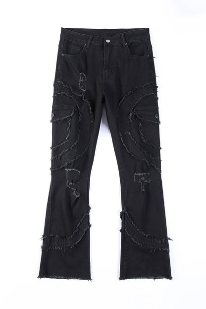 Curved Slash Flare Denim Black