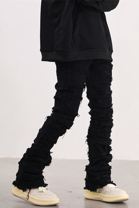Stacked Flare Denim Black