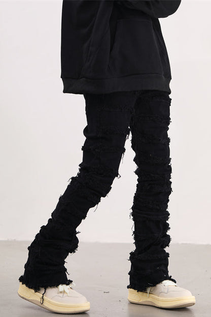 Stacked Flare Denim Black