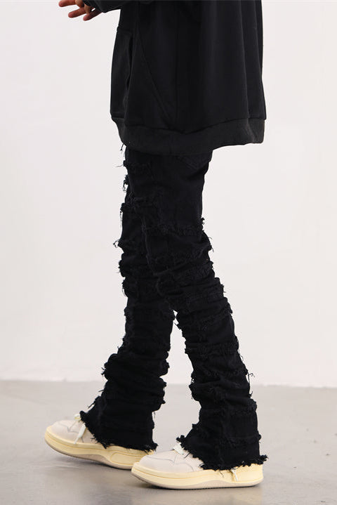 Stacked Flare Denim Black