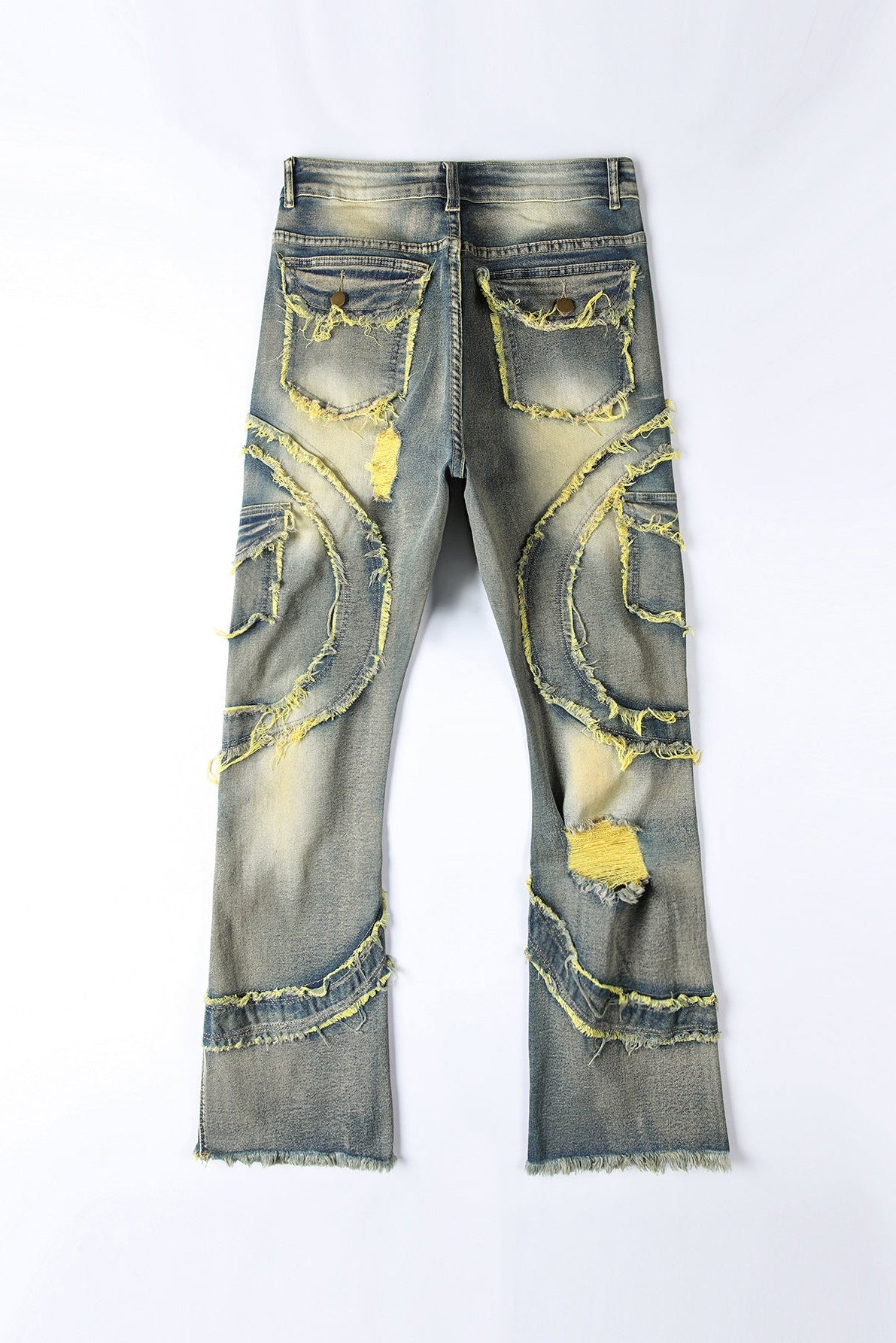 Curved Slash Flare Denim Yellow
