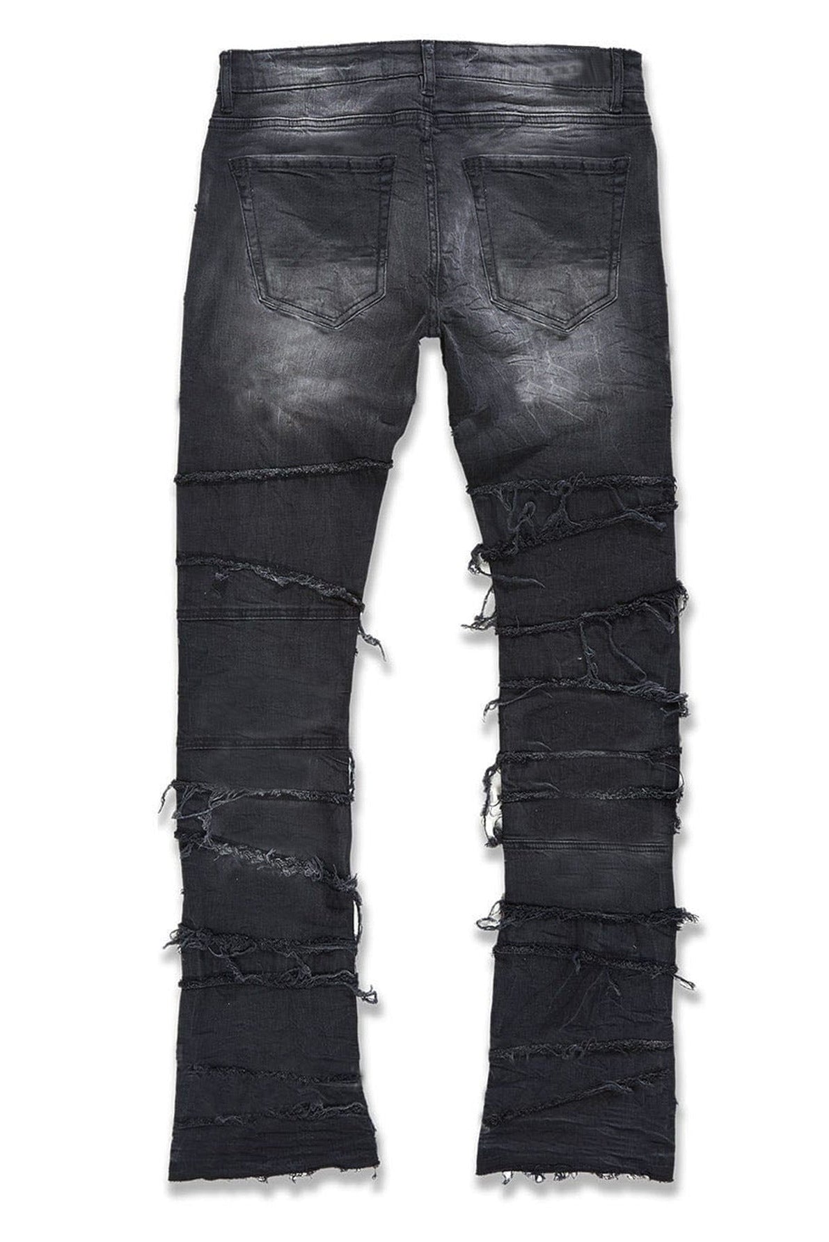 Layered Slash Flare Denim Black