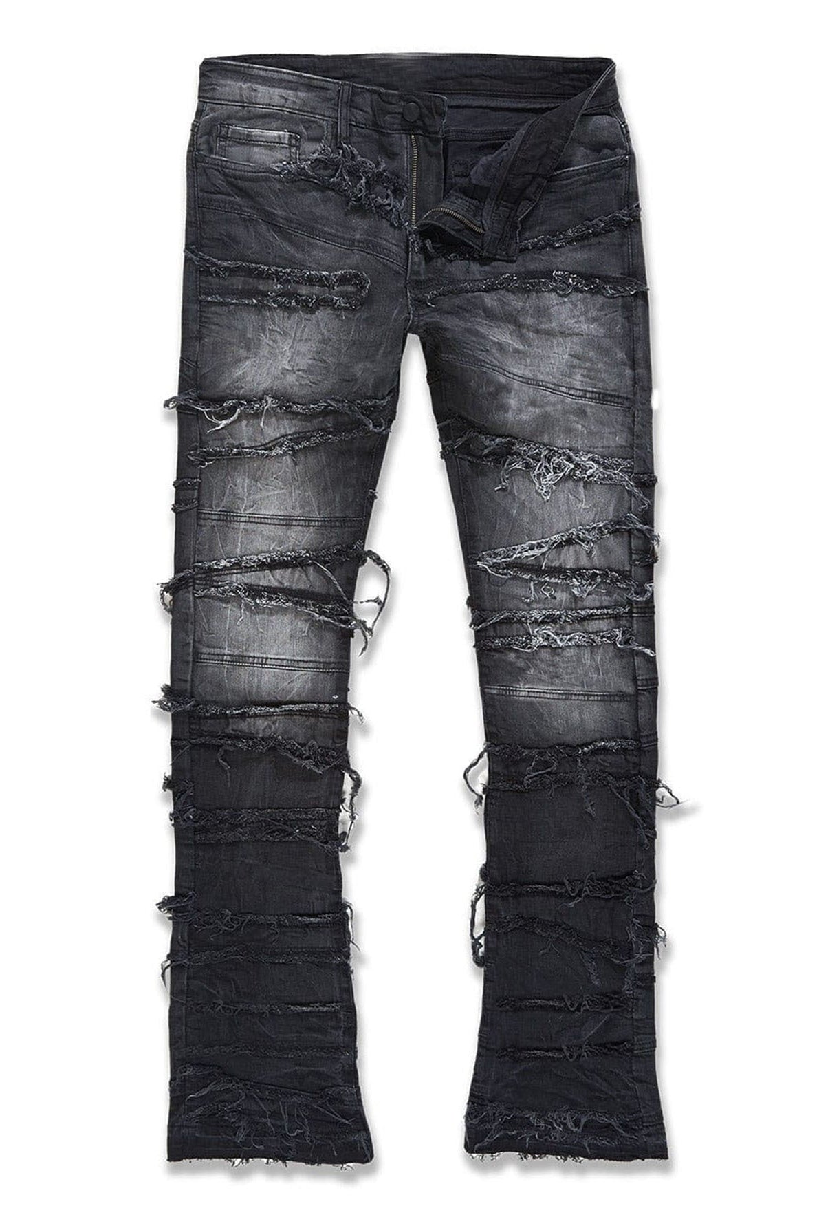 Layered Slash Flare Denim Black