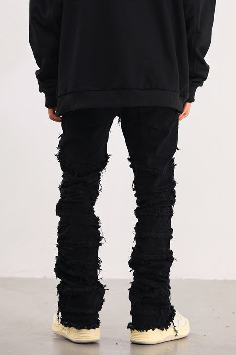 Stacked Flare Denim Black