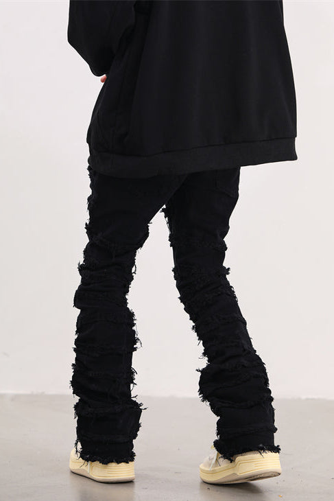 Stacked Flare Denim Black