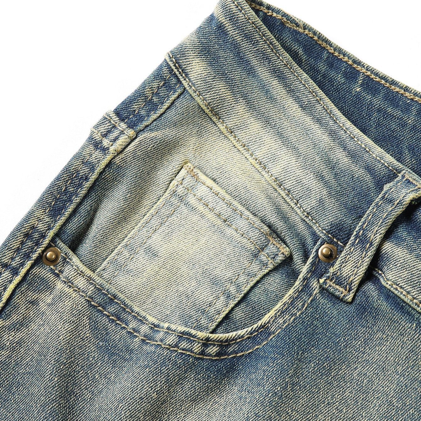 Curved Slash Flare Denim Yellow