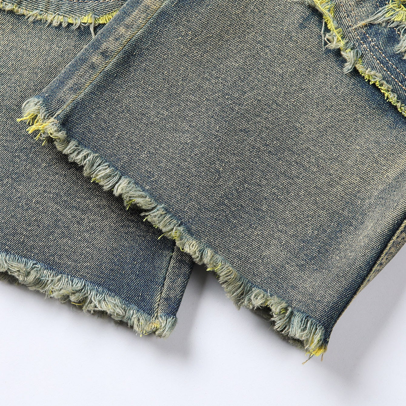 Curved Slash Flare Denim Yellow