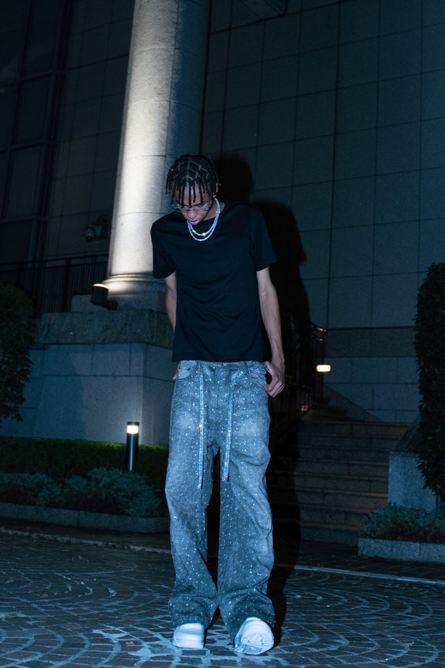 Rhinestone Denim Black