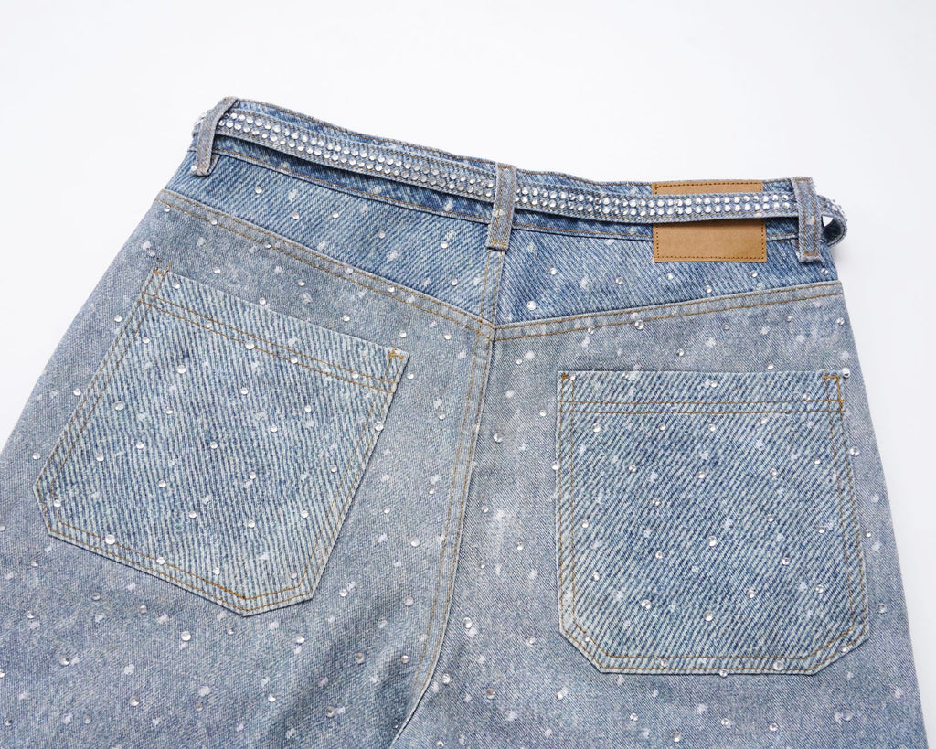 Rhinestone Denim Blue