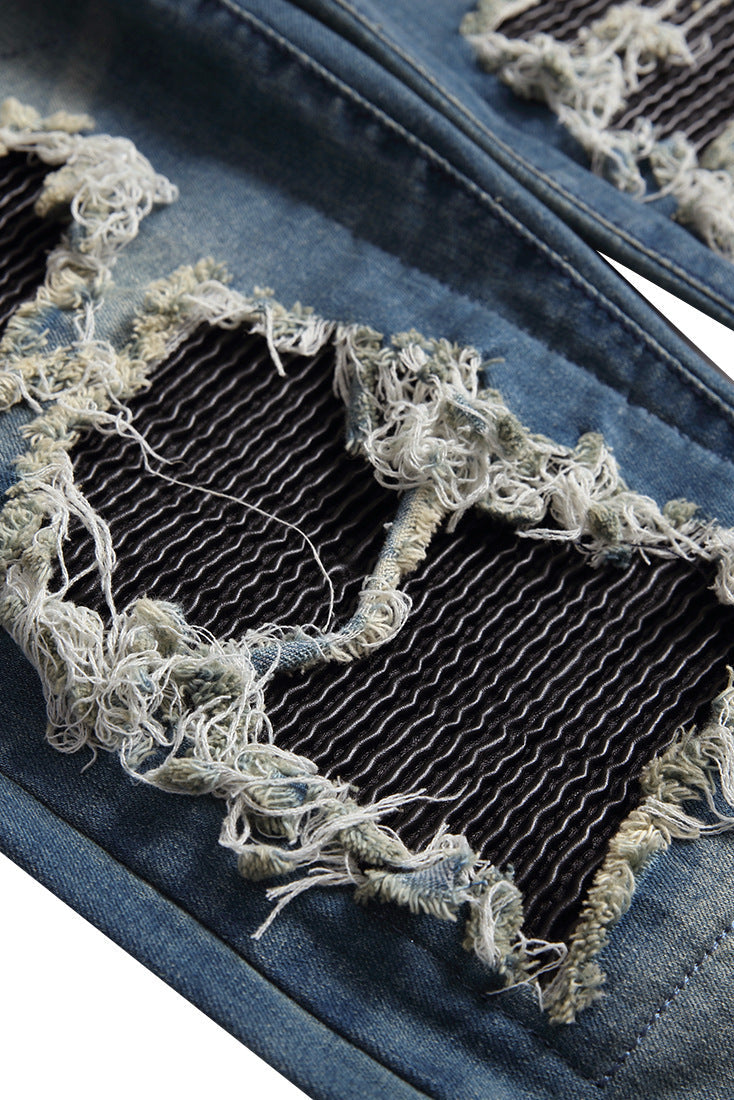 SKINNY DISTRESSED CUTOUT - BLUE