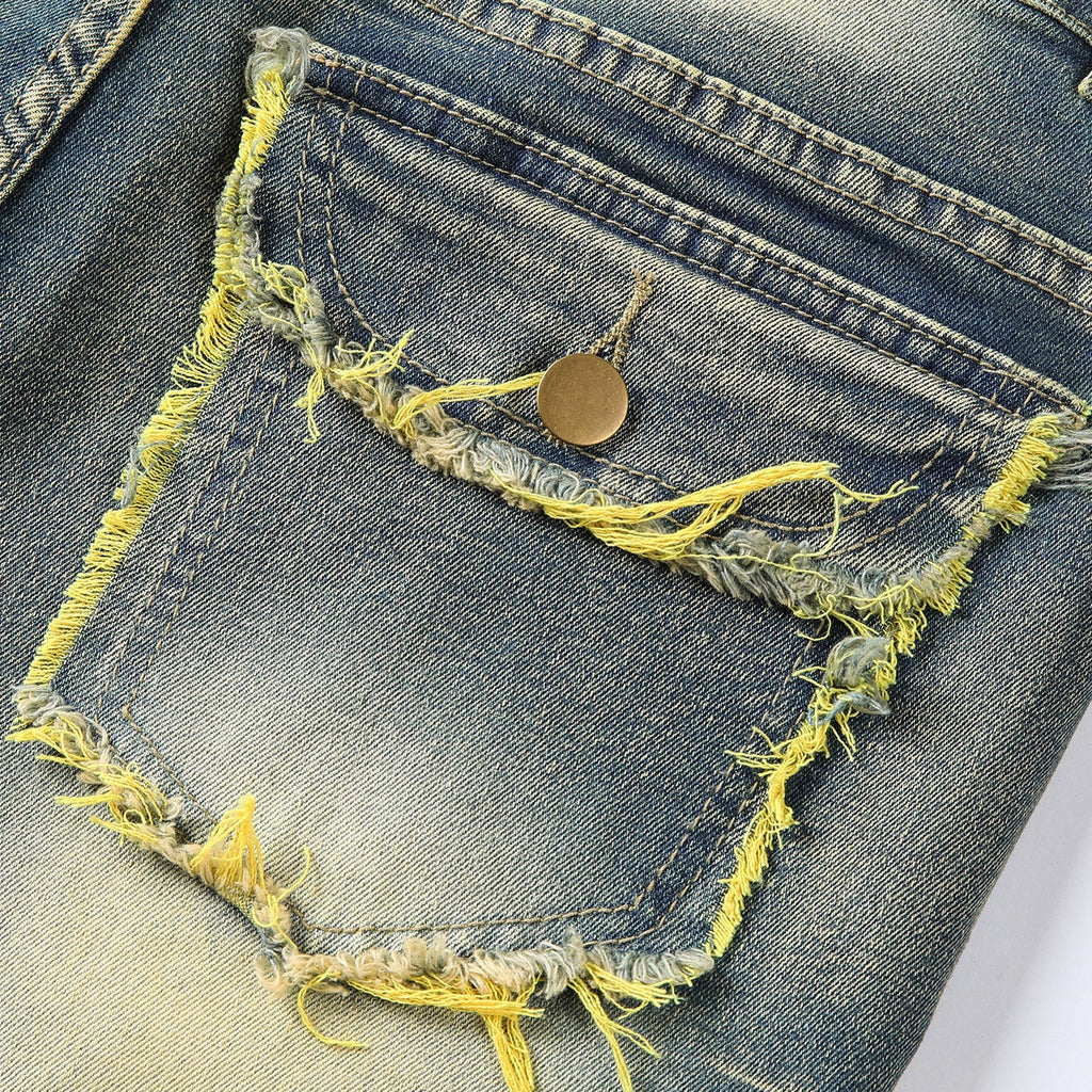 Curved Slash Flare Denim Yellow