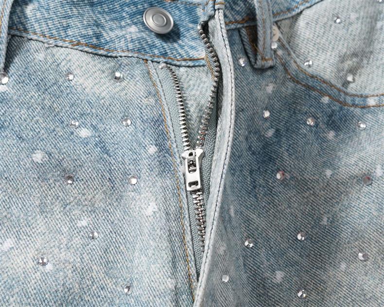 Rhinestone  Denim Shorts Blue