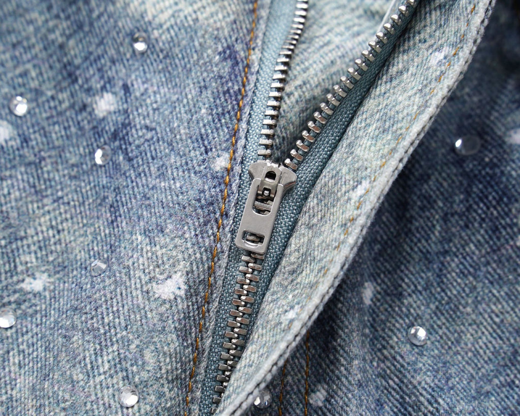Rhinestone Denim Blue
