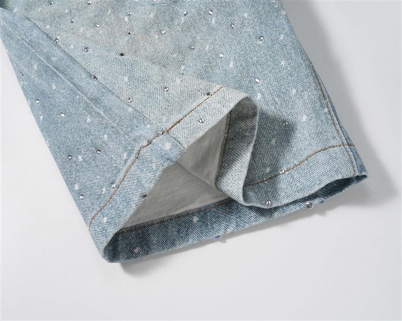 Rhinestone  Denim Shorts Blue