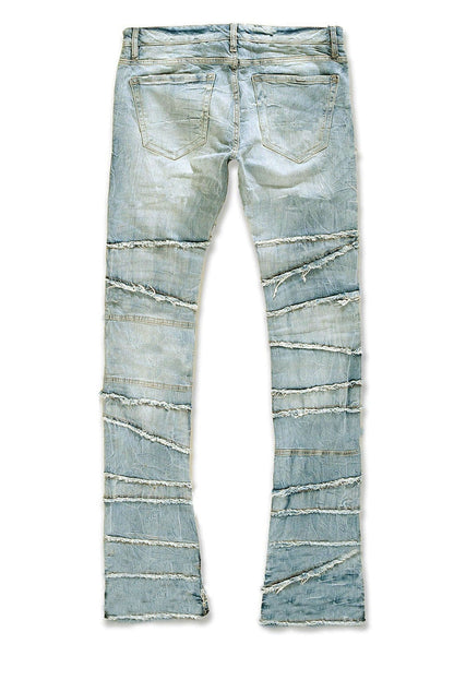 Layered Slash Flare Denim Blue