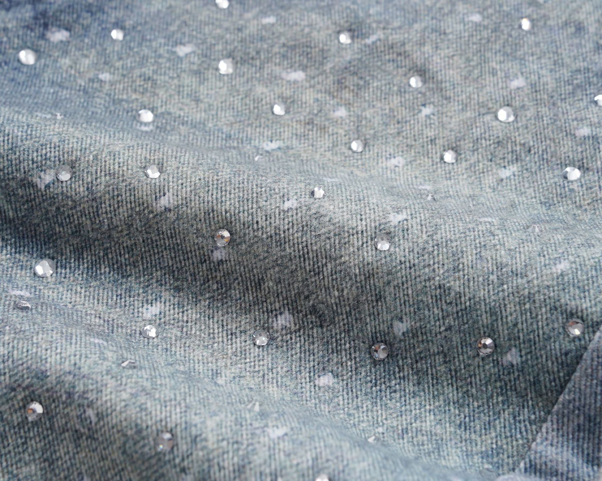 Rhinestone Denim Blue