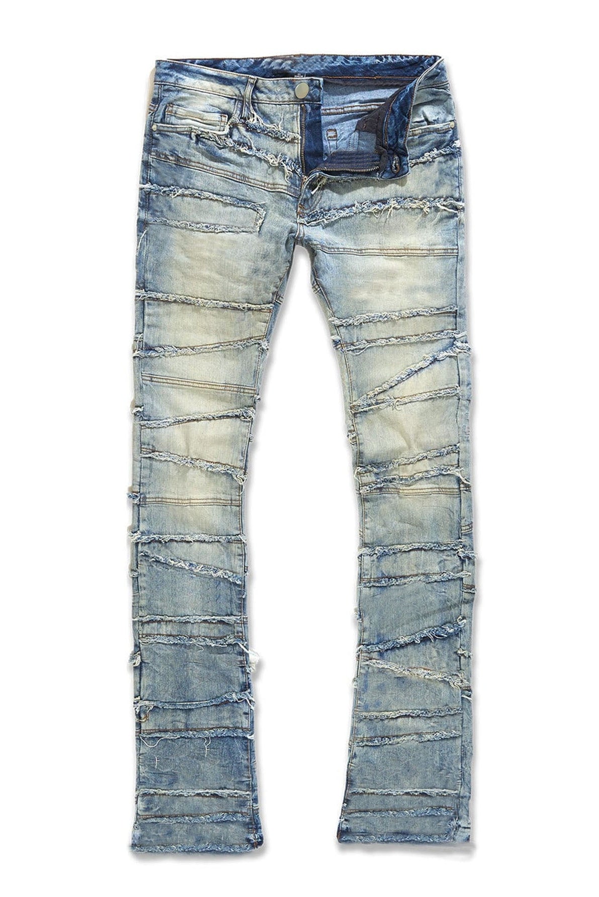 Layered Slash Flare Denim Blue
