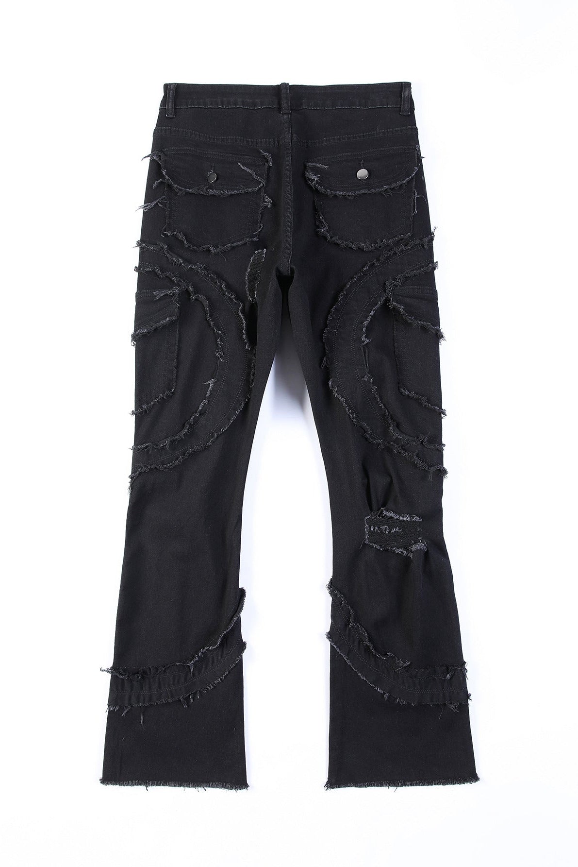 Curved Slash Flare Denim Black
