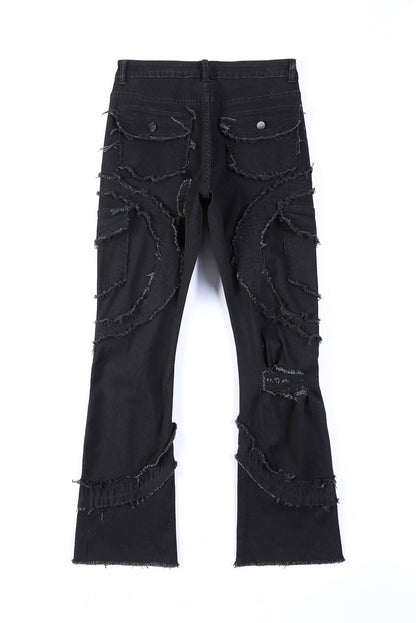 Curved Slash Flare Denim Black