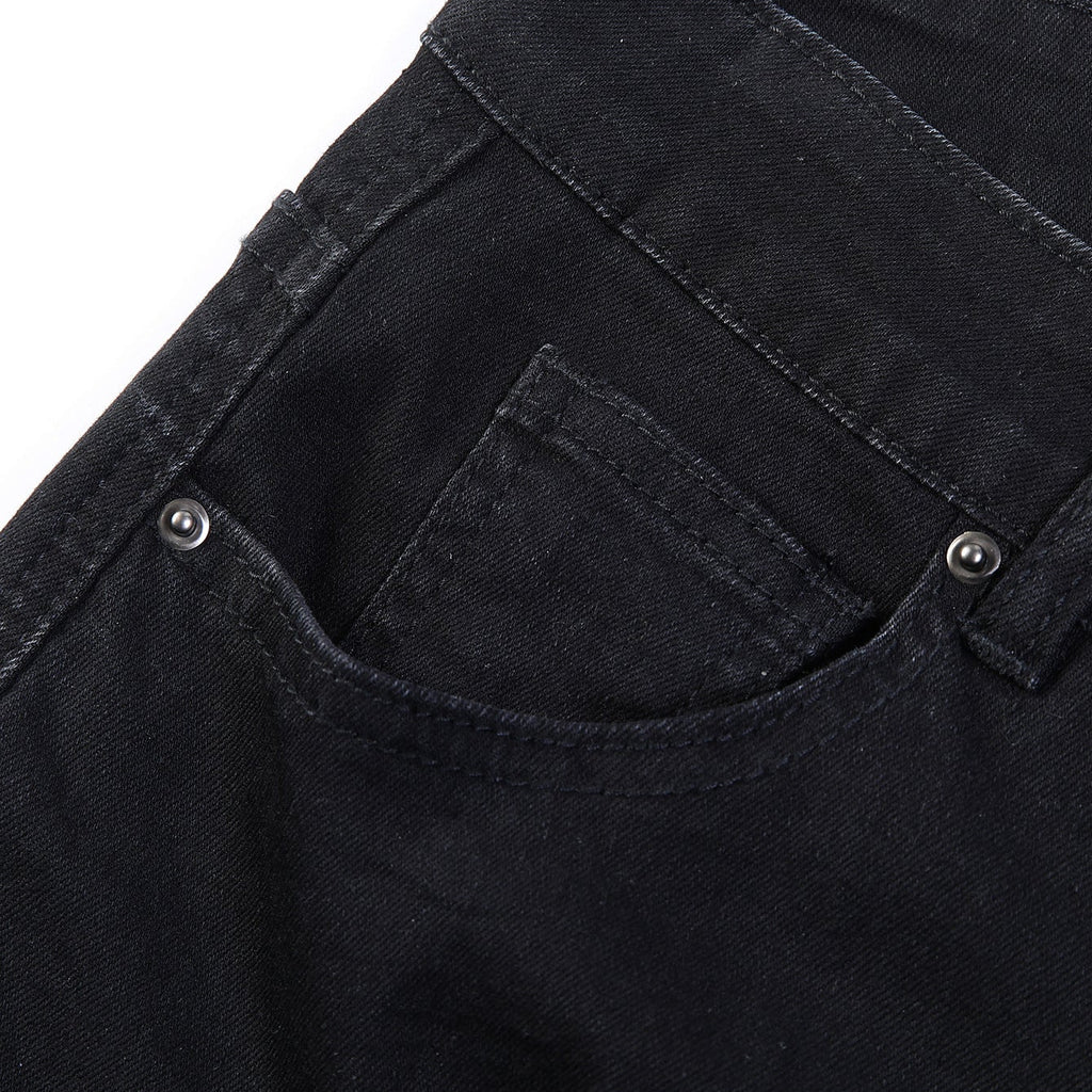 Curved Slash Flare Denim Black