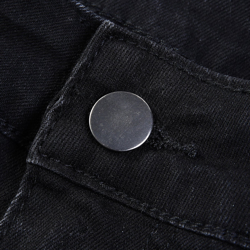 Curved Slash Flare Denim Black