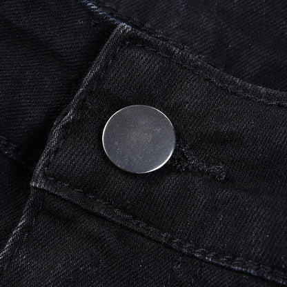 Curved Slash Flare Denim Black