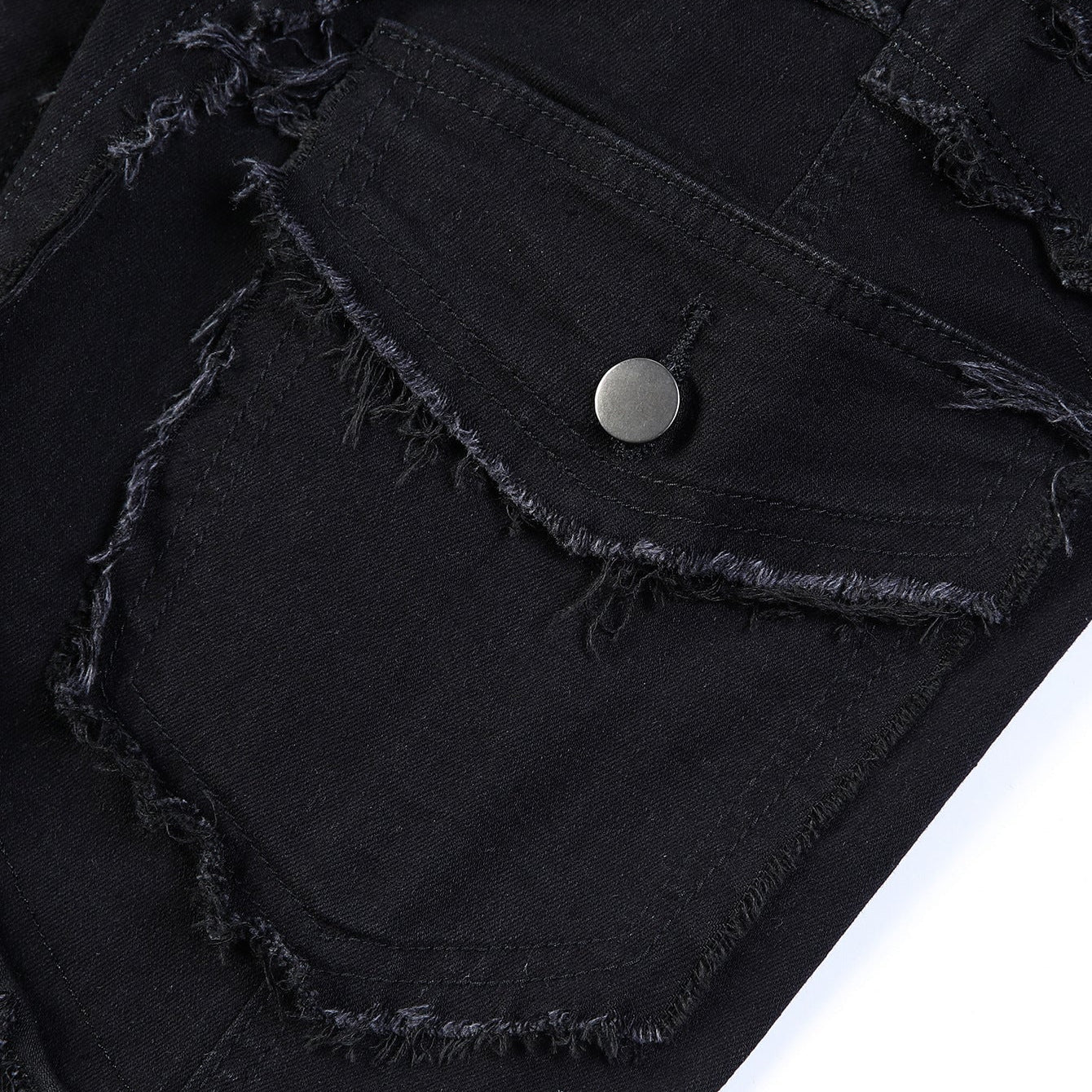 Curved Slash Flare Denim Black