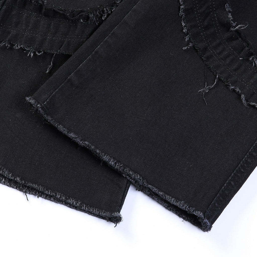 Curved Slash Flare Denim Black