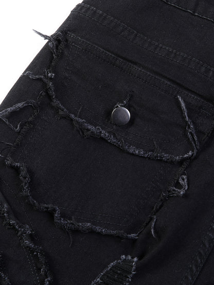 Curved Slash Flare Denim Black