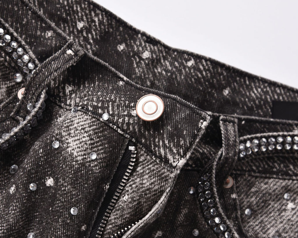 Rhinestone Denim Black