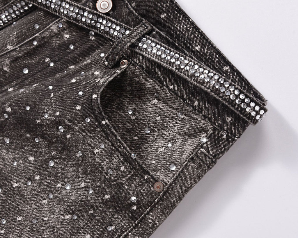 Rhinestone Denim Black