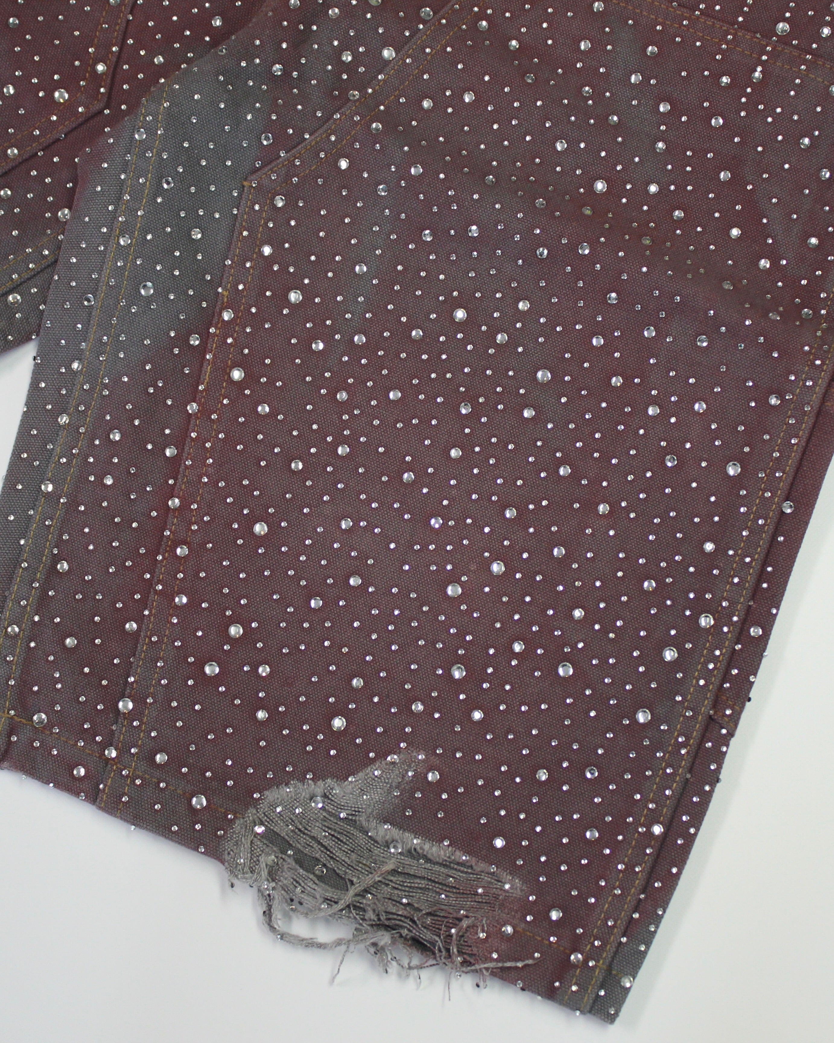 Crystal-Studded Denim Jorts Purple