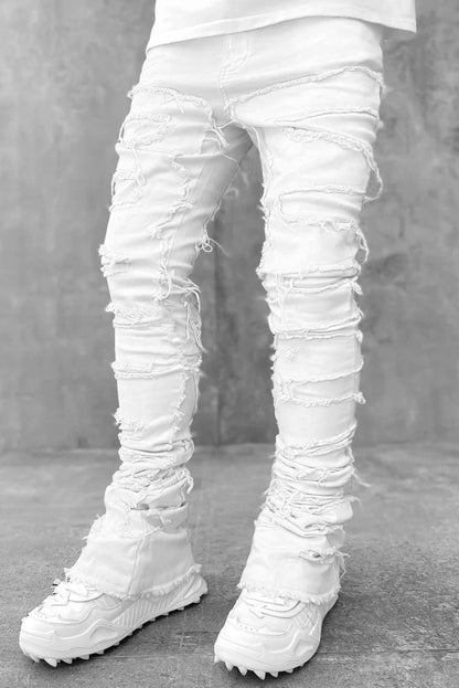 Frayed Stacked Denim White