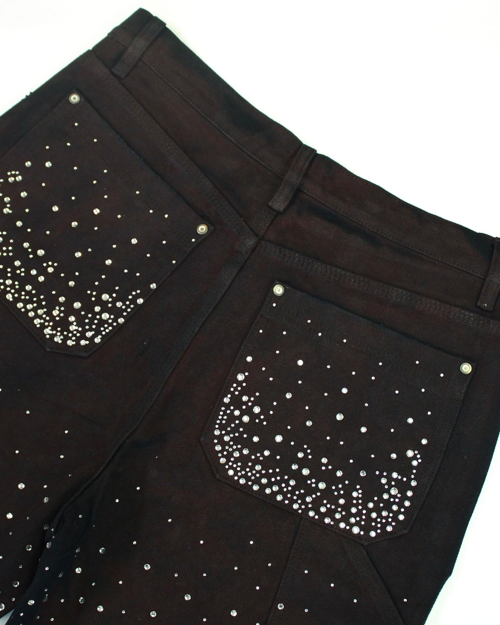 Crystal-Studded Denim Jorts Black