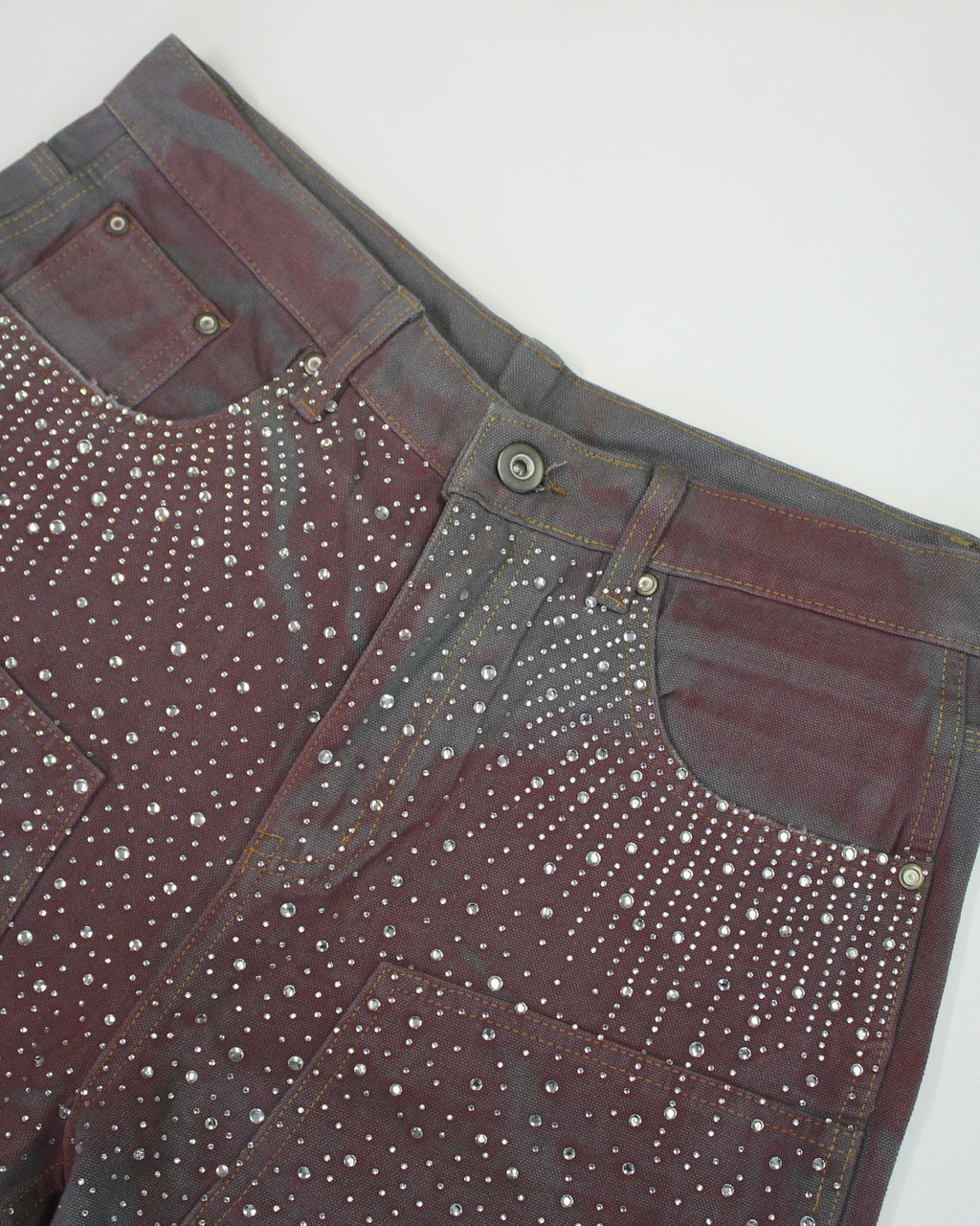 Crystal-Studded Denim Jorts Purple