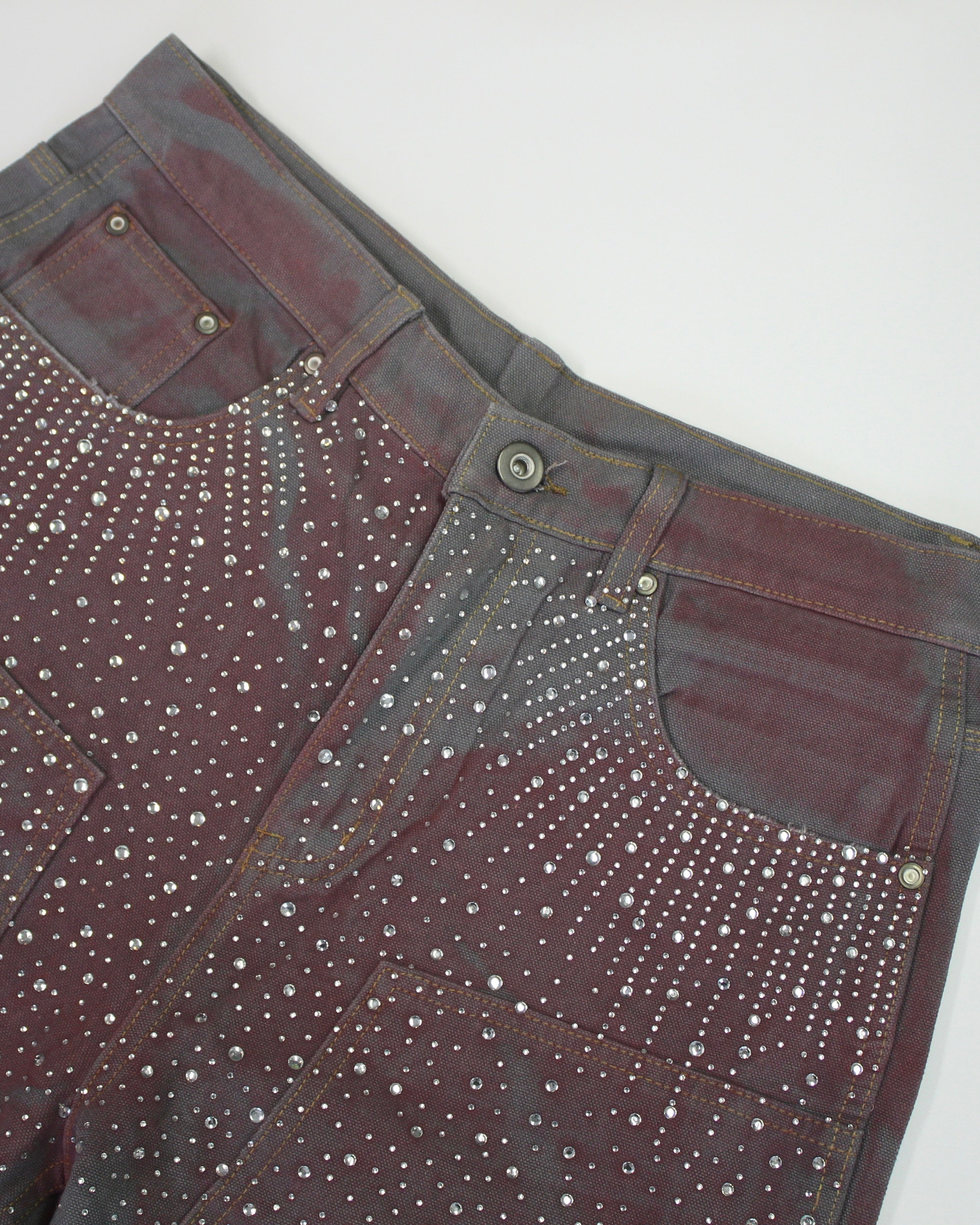 Crystal-Studded Denim Jorts Purple