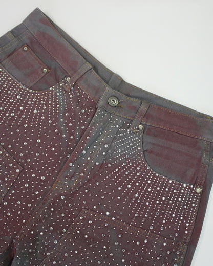 Crystal-Studded Denim Jorts Purple