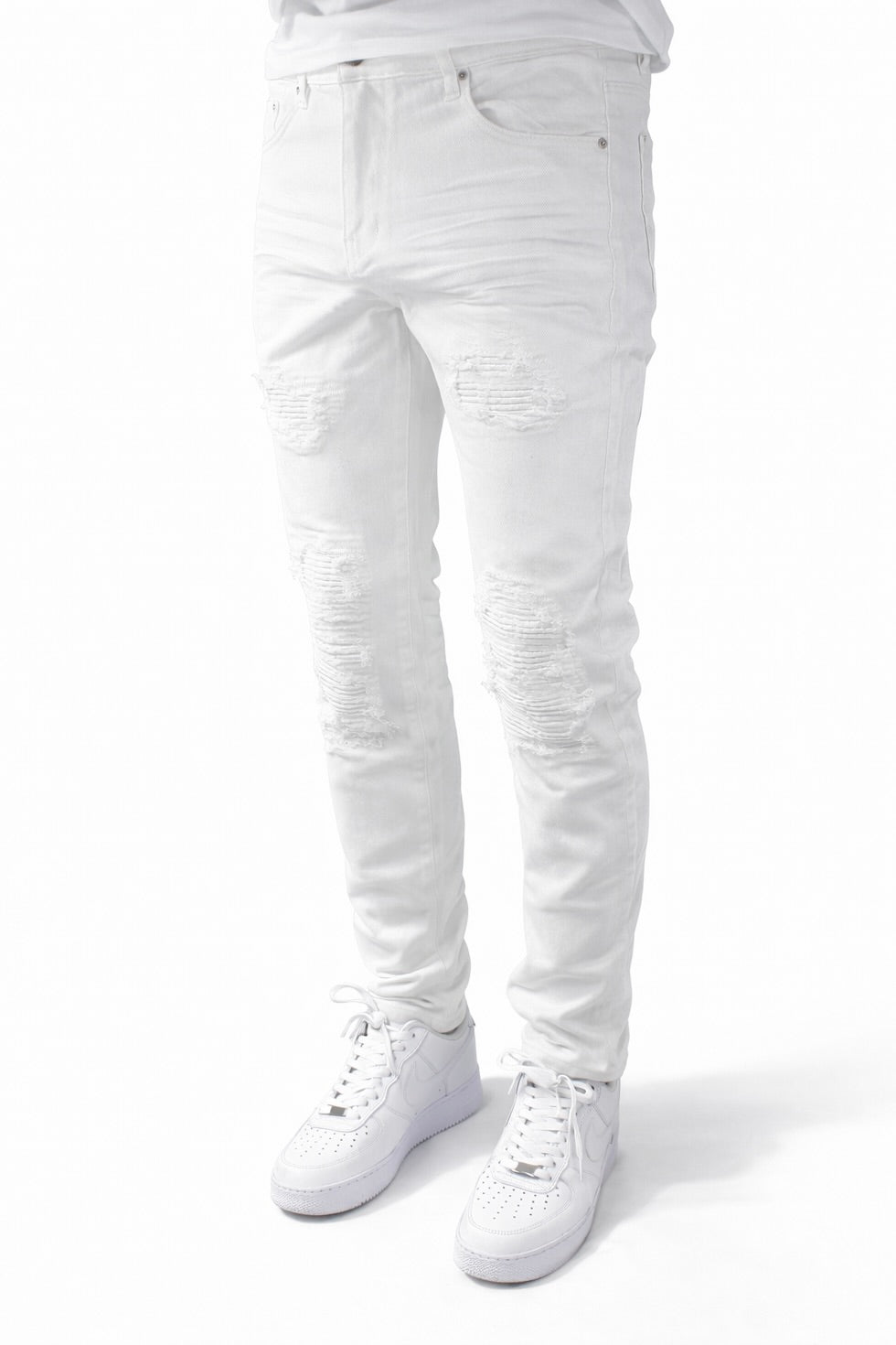 SKINNY DISTRESSED CUTOUT - WHITE