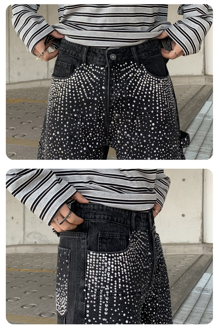 Crystal-Studded Denim Shorts Black